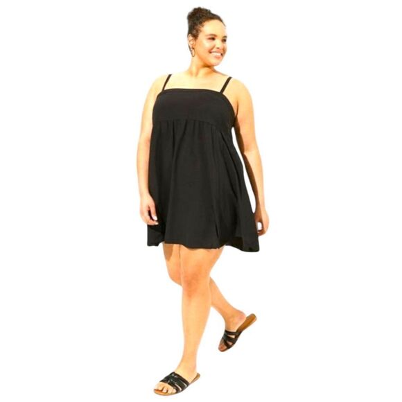 NEW TORRID Mini Wash Challis Sleeveless Sundress Deep Black 4X - Picture 3 of 14